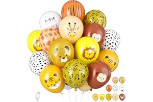 Biapian Jungle Safari Balloon, 20 PCS Animal Print Balloons, 12 inch Animal Head Pattern Safari Latex Balloons for Boys Girls Kids Birthday Baby Shower Wild Animal Jungle Theme Party Decorations
