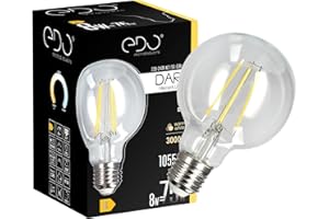 EDO Vintage Ampoule Décorative DARI E27 Filament 8W Blanc Chaud 3000K 1055lm CLEAR G80 Ampoule de Décoration LED - Idéal pour le Design Rétro et Industriel, Non Dimmable