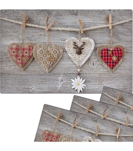 Matches21 Table Linen Fabric Place Mat Country House Premium ROSI Grey & White Red Polka Dots & Heart 33 X 48 Cm Pack Of 1 - View #10