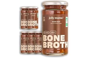 Jolly mama! Mama Beef | Bouillon de Boeuf Bio | Riche en Collagène | Idéal en Postpartum | Cuisson Douce Pendant 24 heures | Alternative Liquide à Collagène Poudre | Fabriqué en France | 6 X 240 ml