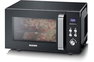 SEVERIN Micro-ondes 2-en-1, jusqu'à 1 000 W, Avec fonction gril, Fond plat céramique, Double hauteur de cuisson, Fonction Be-Silent, MW7763