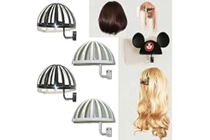 Pmsanzay Perückenständer zum Aufhängen an der Wand, 4 Stück, Perückenhalter, Kunststoff-Perücken und Hüte/Kappenständer, halten die Form der Perücke und sind einfach zu montieren. (2 schwarz + 2 weiß)