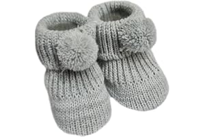 Nursery Time Royal Icon Newborn Baby Boys Girls Booties Knitted Pom Pom Booties Soft Baby Bootees NB-3 Months 116-377