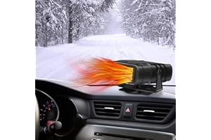 Ertisa Auto Heizlüfter, 12V 120W Auto Heizung und Ventilator 2 in 1 Tragbar Auto Defogger Defroster Schnelleheizung Auto Elektro Heizlüfter mit 360° Drehbasis Demister Defogger Ventilator Autheizung