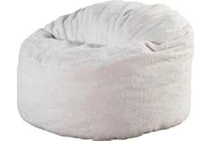 bananair - Pouf Poltrona a Sacco - Imbottitura in Schiuma Confortevole - Tessuto Sherpa Morbido - Ottimo Supporto per la Schiena - Pouf Divano Gigante (100 cm, Bianco)