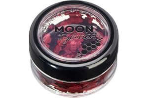 Classic Chunky Glitter by Moon Glitter - Red - Cosmetic Festival Makeup Glitter for Face, Body, Nails, Hair, Lips - 3g