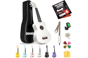 Donner Sopran ukulele för nybörjare Ukelele med gratis lektionsväska online remsträng tuner plektrum duk, DMU-01 58 cm matt u