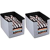Kuber Industries Non Woven Shirt Stacker/Shirt Organizer Wardrobe Organizer (2 Pieces, Grey & Black, KUBMART11306)