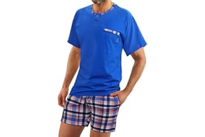 Sesto Senso Męska Piżama Krótka Bawełniana Piżama z Krótkim Rękawem Krótkie Spodenki Letni Zestaw Dwuczęściowy