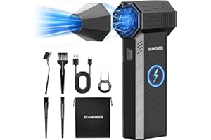 SEANCHEER Compressed Air Duster, Real 130000RPM, Electric Air Duster 3 Gear Adjustable, Mini Jet Blower Rechargeable, Compressed Air Cleaner for PC, Keyboard, Car & Home.