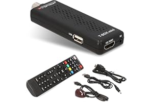 RED OPTICUM T-Box Mini DVB-T2/C Digital Full HD Receiver, H.265 HEVC, HDMI, USB 2.0, Schwarz, mit Fernbedienung, IR-Sensor, EPG, Teletext, PVR-Funktion, 115x37x17mm