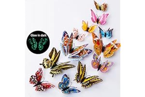 KARLOR 3D motyle dekoracja poświata, 12 sztuk świecący motyl dekoracja ścienna podwójna warstwa motyle naklejka naklejka ścienna sypialnia dekoracja weselna dekoracja świecąca w ciemności