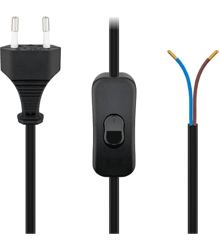 Netzkabel Mit Fußschalter – 2 M Länge, Blanke Enden, Schwarz, Ideal Für Lampen & DIY-Leuchten, Bis 100 W