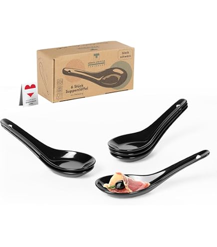 Lot De 5 Cuillères à Soupe Porcelaine Style Asiatique - Passe Lave-Vaisselle