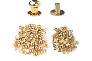 TAIYOU 50 Conjuntos Botón Remache Cuero Remaches Redondos Remache de Dorado Botones de Cabeza Redonda para Bricolaje Cinturón Cartera Pantalones Cuero Cinturones Artesanía Cuaderno Retro 5.5 mm