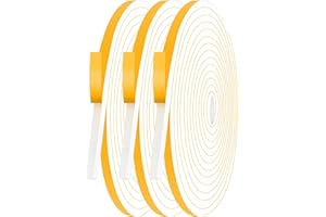 DESDIRA 27M Cinta Selladora Espuma, Blanco 6x3mm Burletes Puertas Tira de Sellado para Puertas y Ventanas del Hogar,Espuma Burlete Adhesivo de Alta Densidad para Aislante (Blanco, 9Mx3 Rollos)