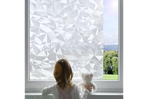 Linarun Window Film Privacy Patterned Frosted Window Film Diamond Opaque Privacy Film, Geometry Decorative Window Films Self Adhesive, Static Cling Glass Stickers for Bathroom Bedroom 30x400