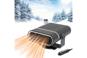 ZHUJIECAO Car heater, 12v 150W Portable Car Heater, Plug in car heater, Car heaters that plug into cigarette, 360° Rotatable Demister, Suitable for RVs, campervans, trucks, and cars