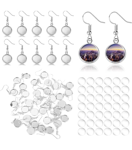 SUNNYCLUE 30 Stück Cabochon Set – Runde Lünettenfassungen & Glascabochons, Mondförmig, Für Schmuck SUNNYCLUE 30 Stück Cabochon Set – Runde Lünettenfassungen & Glascabochons, Mondförmig, Für Schmuck