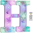 Unicorn Light Up Letters, LED Letter Lights 18 Color Changing Diamond Alphabet Sign Unicorn Gifts for Girls Women Party Birthday Decorations Remote Night Light Christmas Valentine Wall Table Decor - H