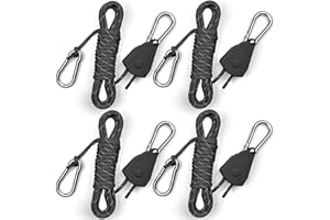 KOKKOYA 4.6m Paracord Rope Tie Down Ratchet Strap Small Reflective Rope Tent Tarp Grow Retractable Plant Light Hangers Pulley Locking Tightener Tensioner Cinch Kayak 4mm 4Pack
