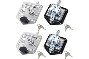 YCSMYYDS 4 Stück Edelstahl Auto Anhänger Tür Riegel Wohnmobil Tür Werkzeug Kasten Schloss mit Dichtung T-Griff Verriegelung mit Schlüssel 304 Edelstahl hochglanzpoliert