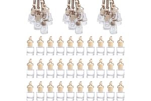 SATAR REFES 30PCS 8 ml Hanging Car Air Freshener Perfume Bottle Empty Clear Glass Essential Diffuser Bottle Aromatherapy Fragrance Essential Oil Diffuser for Car Home Office