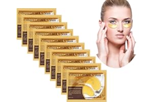 HOKIAMCN 10 Pairs Crystal Collagen 24k Gold Under Eye Gel Pad Face Mask Anti Aging Wrinkle for Dark Circles, Anti Wrinkle, Puffy Eyes, Skincare, Hydrating, Soothing