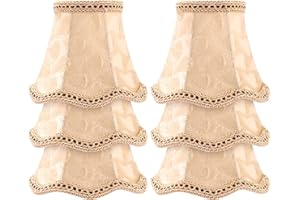 Fuloon Set of 6 Clip LampShades, E14 Chandelier Lamp Shades, Small Lampshades for Ceiling Lights, Fabrics Wall Lamp Shades, Upright Candle Chandelier Drop Light Lampshade(Yellow)