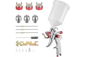 Yontwe HVLP Professionnel 600cc avec 3 Buses 1,4mm 1,7mm 2,0mm, Pistolet à Pulvérisation à Alimentation par Gravité avec régulateur d'air