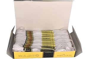 LEZED Madejas de Hilos de Bordar de Algodón Blanco para Punto de Cruz para la pulseras de la amistad, pulseras de hilo de punto de cruz 48 Piezas