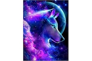 DAERLE Diamond Painting, Kit per Diamond Painting 5D, Lupo Pittura Diamante 5D Fai Da Te,Diamond Painting Kit Completo, Arte e Artigianato, Decorazione per Casa e Pareti 30x40cm Lupo e Nuvola