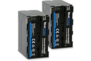 2X Blumax Akku kompatibel mit Sony NP-F550 / NP-F530 / NP-F570 | 6600mAh - (Blackmagic NP-F570) - auch für Diverse Blitzgeräte Videoleuchten Fieldmonitore