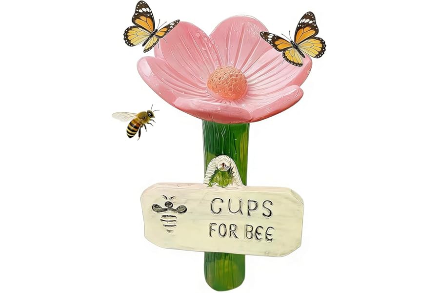 Cups for Bees, Flower Shaped Bee Watering Station for Garden, Pollinator Hydration Solution for Outdoor Spaces, Dimensions 14 x 11 cm