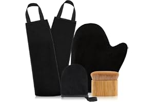 Funan Self Tanning Applicationssats, set med 4 delar med bakapplikator, mini i mitten, tanning mitten och ultramjuk självtann
