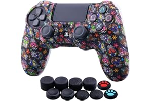 YoRHa Water Transfer Printing (Crânes inventés II) Housse en Silicone Skin Cover pour PS4 Dualshock 4 Manette Slim/Pro x 1 Avec Thumb Grips x 10