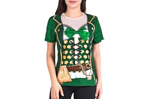 COSAVOROCK ST. Patrick's Day Women's Leprechaun Costume Clover T-Shirts