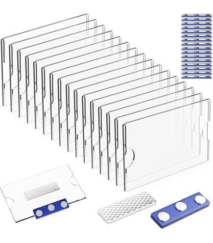 25 stuks naambordjes, identiteitskaarthoezen van hard PVC met magneet 90 x 55 mm