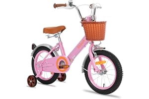 JOYSTAR Stitch Vélo pour Enfant 14/16 Pouces pour âgés 3, 4, 5, 6 et 7 Ans Bicyclette Rose/Beige pour Filles et Garçons avec Panier Avant et Roues Stabilisatrices…