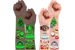 Leesgel Regalo Natale Bambini, 120 Stili Tatuaggi Luminosi di Natale per Bambini, Accessorio per Sacchetti Regalo Natale, Gadget Natalizi, Regali di Natale e Fine Festa
