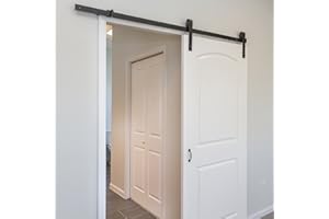 Marko Homewares 2M Sliding Door Barn Wood Track System Set Closet Hardware Kit Heavy Duty 6FT 6" (Wrought Iron)