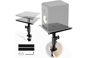 AXA AXCESSABLES AxcessAblesDesktop Studio-Monitor-Lautsprecherständer (Paar) | Set mit 2 Desktop-Lautsprecherständern – Studiomonitorständer höhenverstellbar | Klemm-Lautsprecherständer für Schreibtisch