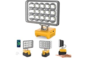 T-SUNUS LED Work Light for Dewalt 18V/20V Batteries, 45W 20000LM Flood Light with USB & TypeC Charging, Low Voltage Protection, Site Lighting for Emergency Garage Workshop DIY(Yellow)