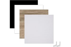 Selens 55 x 55 cm tło, 2 sztuki, kolor biały, czarny/drewno, tekstura, płaskie tła, zestaw do fotografii, pionowego blatu, wodoodporne, do żywności, kosmetyków, biżuterii, produktów