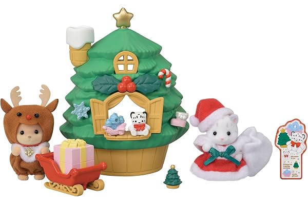 Sylvanian Families - La Maison du Père Noël - Set 2 Figurines et 11 Accessoires - Plongez dans l'univers de la Famille Sylvanian - Jouet Enfant 3 Ans et + - 5822