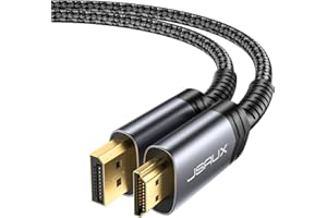 JSAUX 4K DisplayPort to HDMI Cable, 1M High Speed Gold-Plated DP(Male) to HDMI(Male) Lead 4K 30Hz with Audio and Video Compatible with PC/Laptop, Monitors/Projector/HDTV, Lenovo, Dell, HP - Grey