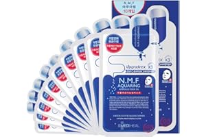 Mediheal NMF Aquaring Ampullenmaske EX. 10 Masken, Gesichtsmaskenblatt mit NMF-, Hyaluronsäure- und Hamamelisextrakten, Baumwollblatt-Gesichtsmaske