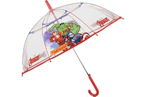 PERLETTI Ombrello Trasparente Marvel Avengers Bambino - Ombrellino Cupola Iron Man Hulk - Ombrello Automatico Resistente Antivento - Bimbi 4 5 6 Anni - Diametro 74 cm Kids
