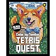 Tetris Quest Color By Number (Black Background): Color Quest Activity Coloring Book for Adults Relaxation