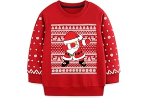 MUJOQE Jungen Weihnacht Pullover Kinder Weihnachtskleidung Rentier Sweatshirts Baumwolle Weihnachtsmann Warme Christmas Langarmshirt 1-7 Jahre